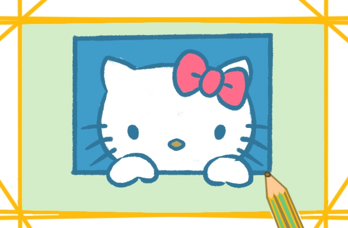 温柔的凯蒂猫上色简笔画要怎么画