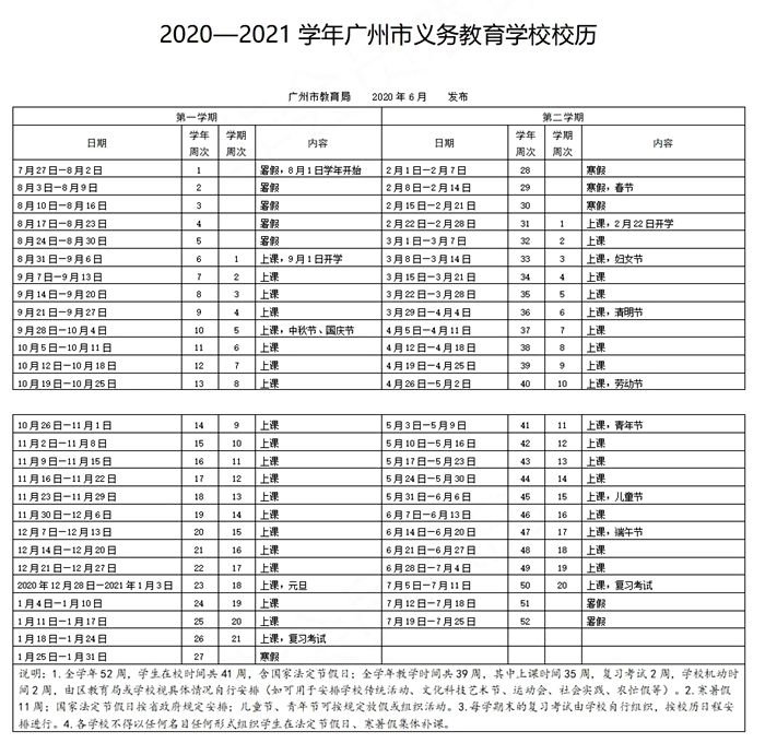 2021年广州寒假放假时间表_2021年广州中小学寒假放假安排