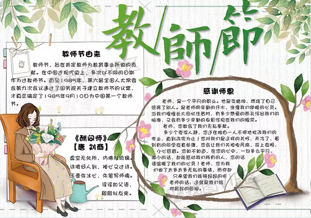 2021教师节节日快乐手抄报简单漂亮