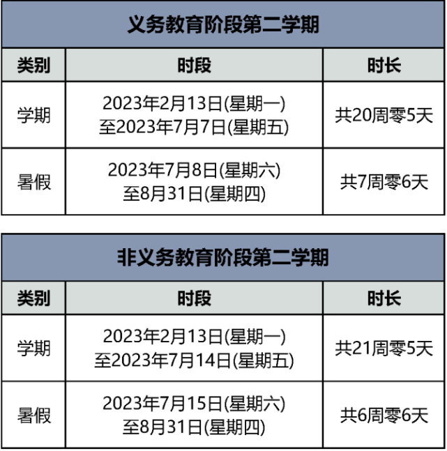 北京春季开学时间2023年