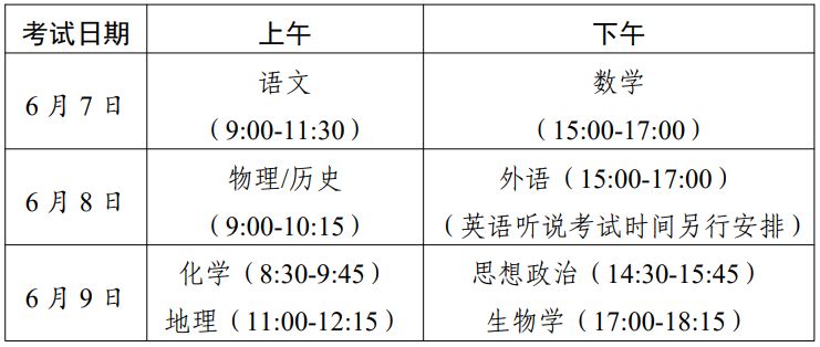 2023年广东高考具体时间安排