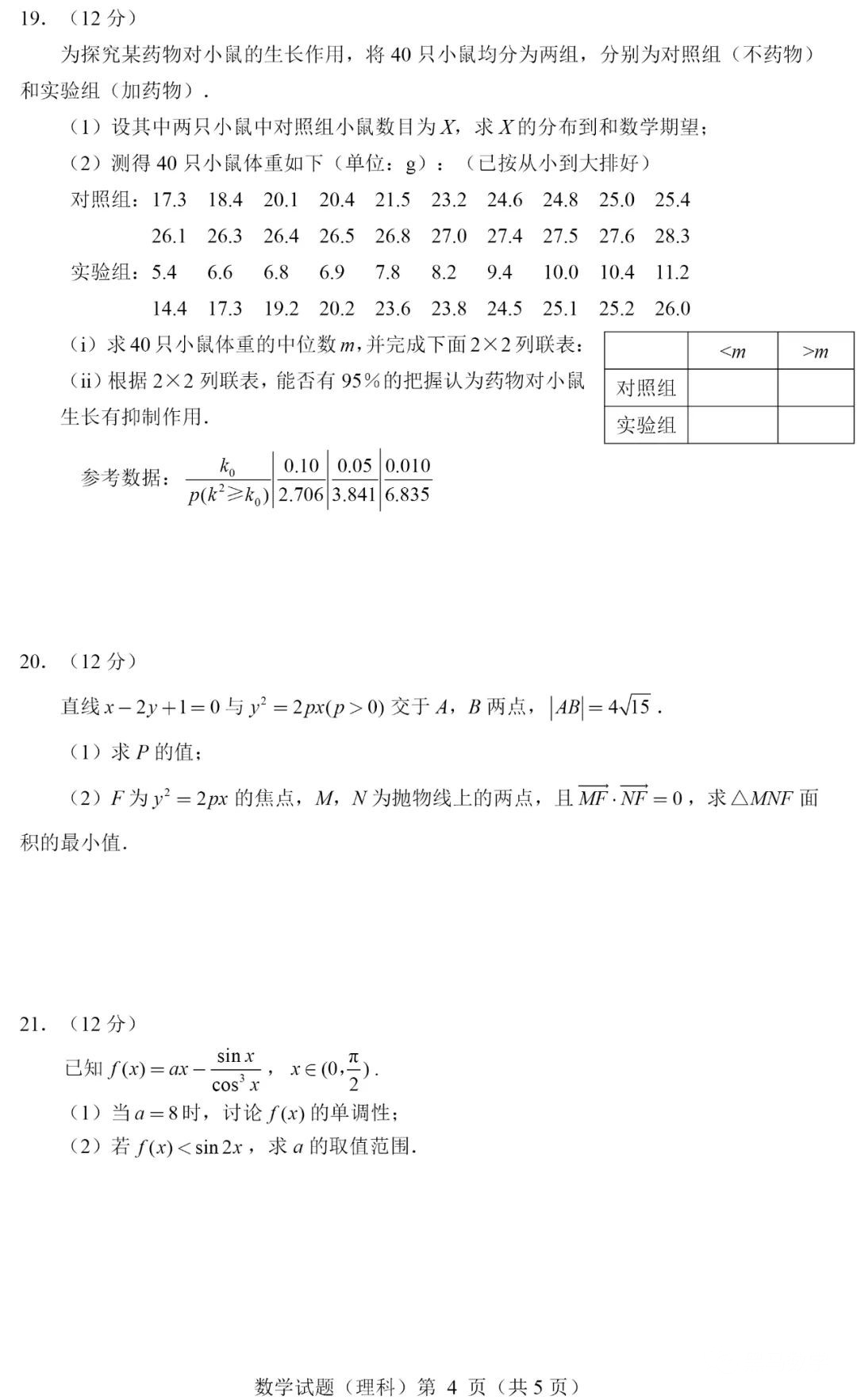 2023年全国高考理科数学试卷真题