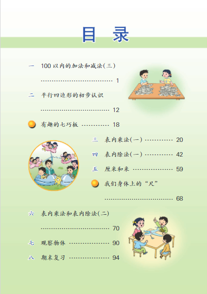 【小学数学】苏教版二年级上册电子课本