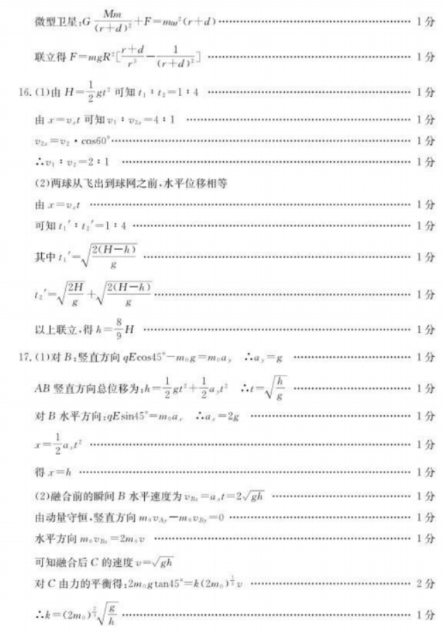 2024山东德州优高联考高三11月物理期中试题附答案解析