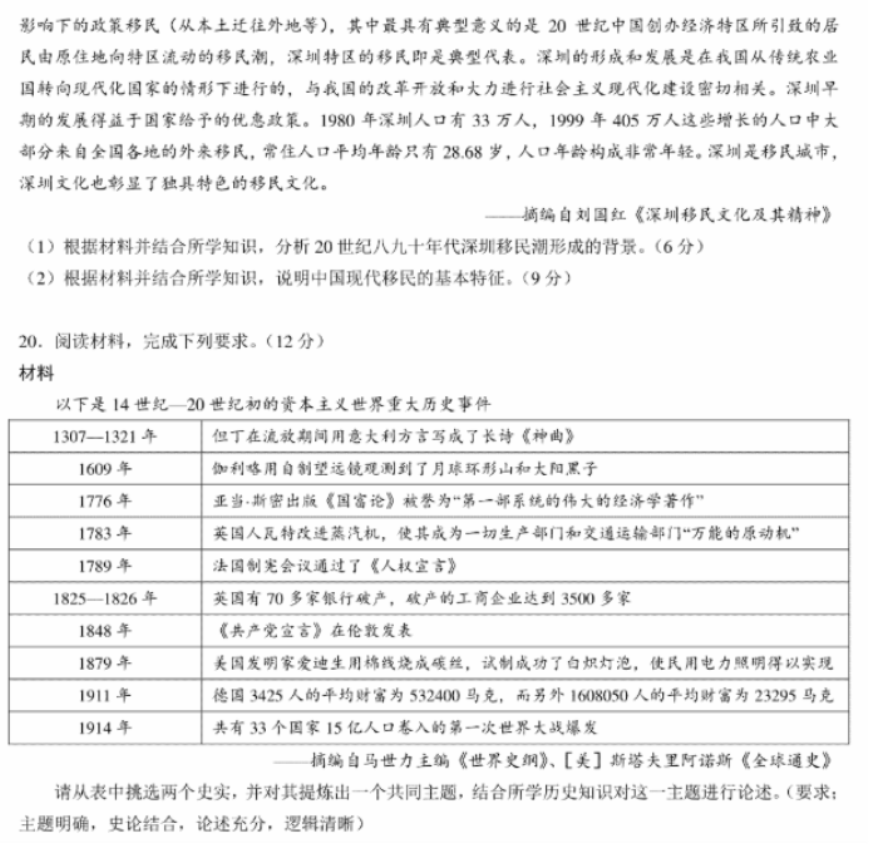 2024年1月九省联考历史考前猜想卷试题与答案