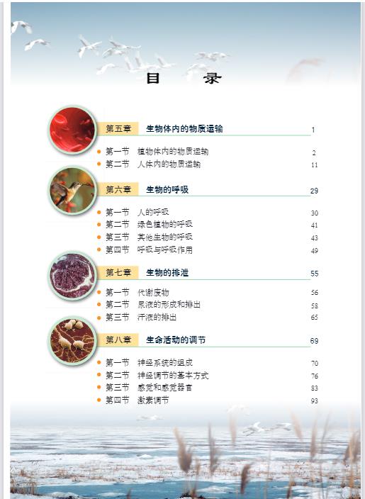 北京版七年级下册生物电子课本