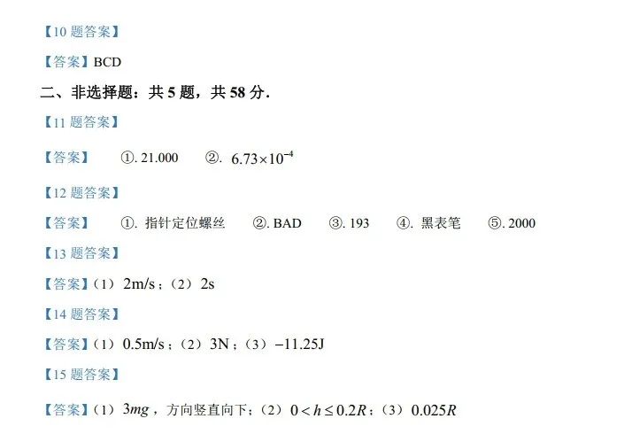 2024安徽省新高考适应性测试(九省联考)物理试题及答案