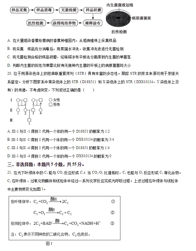 2024年吉林省高考生物试卷真题