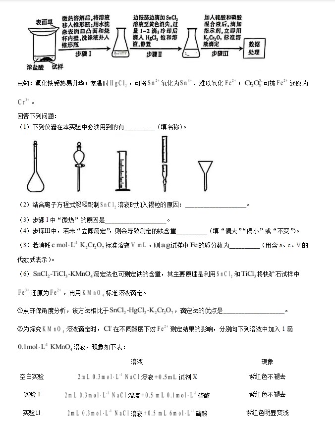 2024安徽高考化学试卷真题