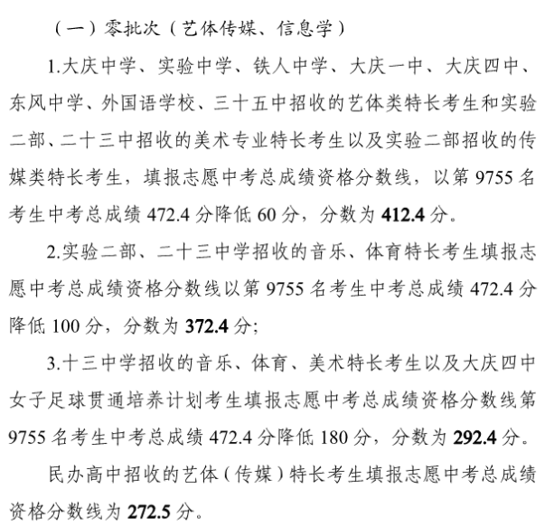 黑龙江大庆2024中考录取分数线