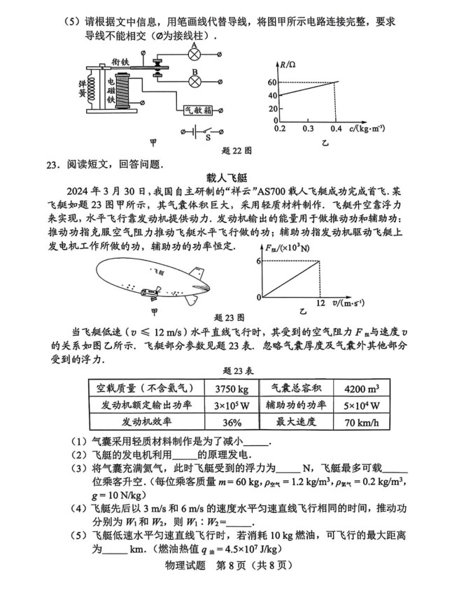 2024年广东中考物理试卷真题