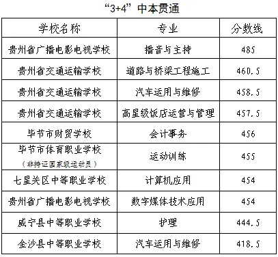 毕节市中考录取分数线