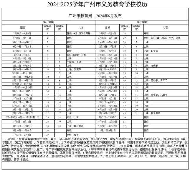 2024广东各地中小学秋季开学时间