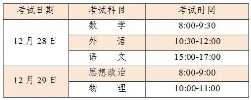 2024秋季内蒙古高中学业水平考试科目及时间