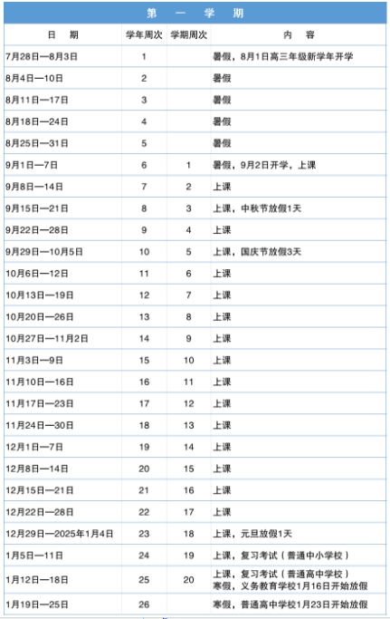 2025深圳中小学期末考试时间+寒假时间+开学时间