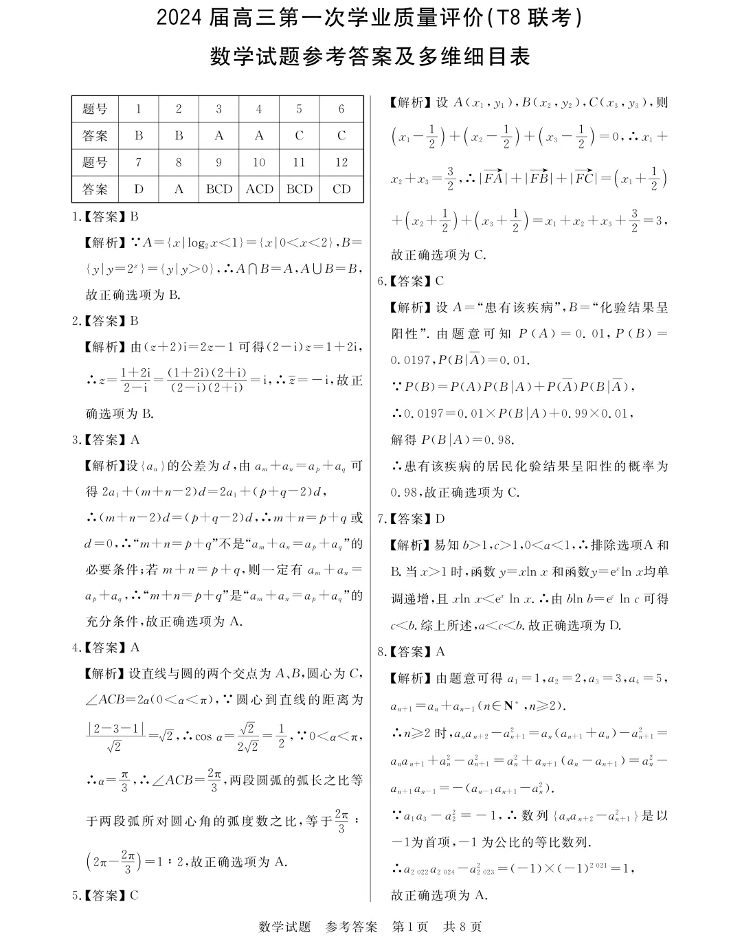 八省联考数学原题试卷