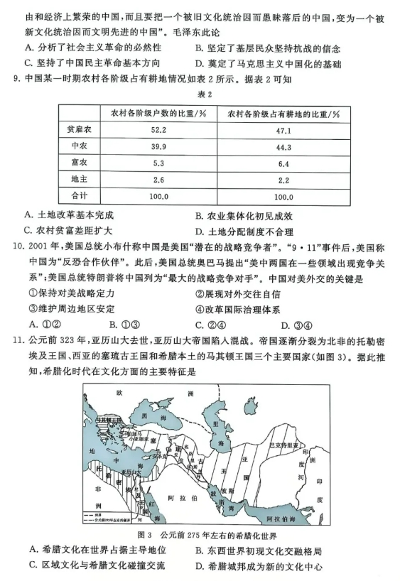 2025届高三第一次八省联考(T8联考)历史试题