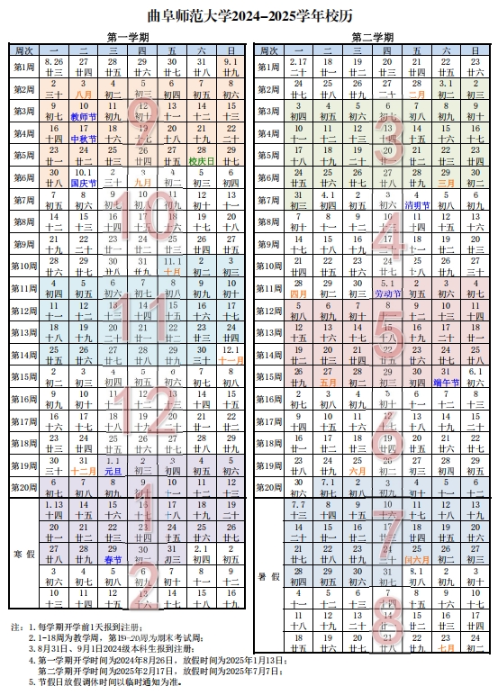 2025年曲阜师范大学寒假放假时间