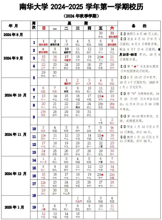 2025年南华大学寒假时间安排表