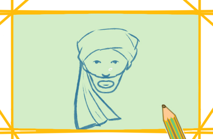 简单的阿拉伯男性上色简笔画原创教程步骤图