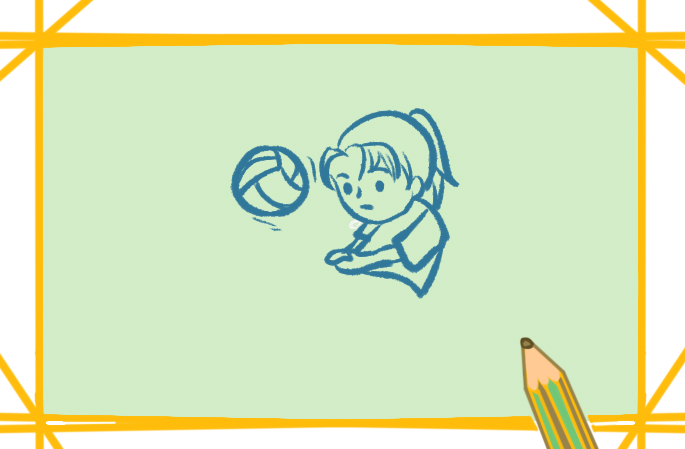 打排球的女孩子上色简笔画图片教程步骤