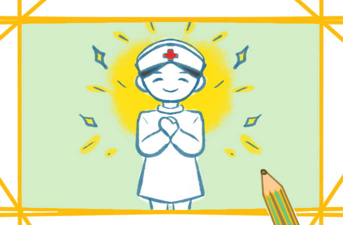 白衣天使护士上色简笔画图片教程