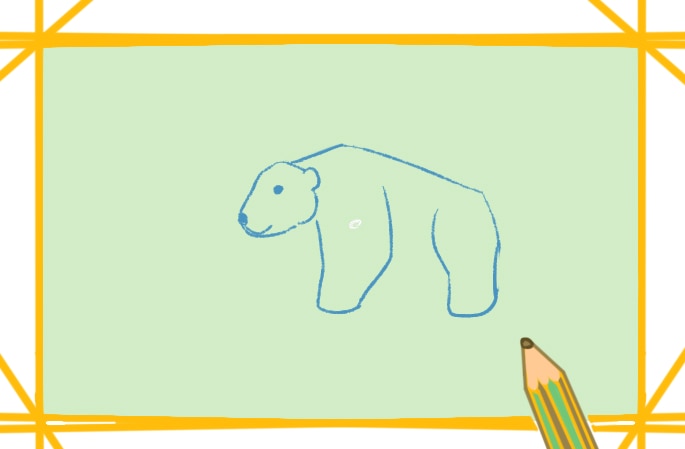 简单好看的北极熊上色简笔画原创教程步骤图