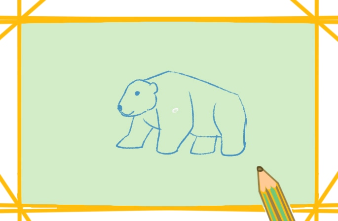 简单好看的北极熊上色简笔画原创教程步骤图