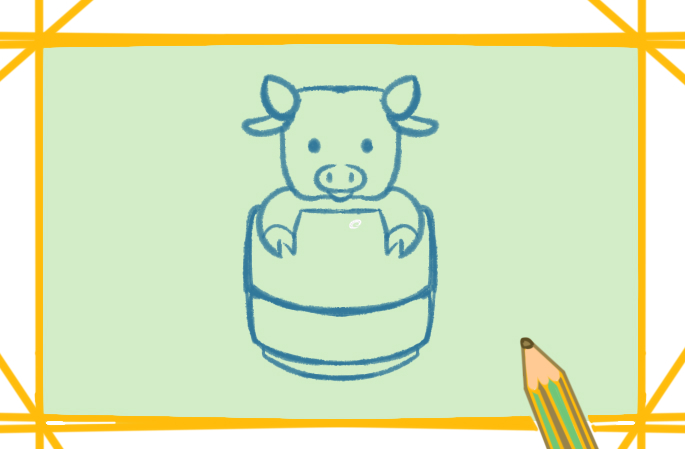 可爱的奶牛宝宝上色简笔画图片教程步骤