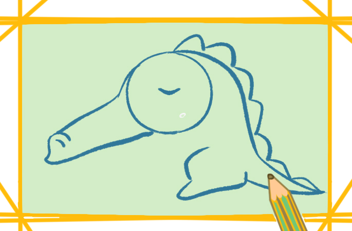 打瞌睡的鳄鱼上色简笔画图片教程步骤
