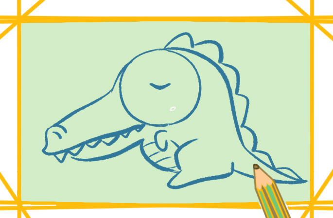 打瞌睡的鳄鱼上色简笔画图片教程步骤