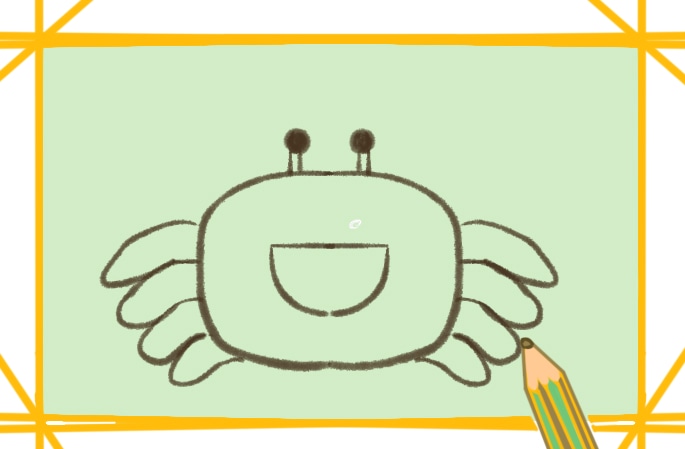 简单好看的螃蟹上色简笔画原创教程步骤图