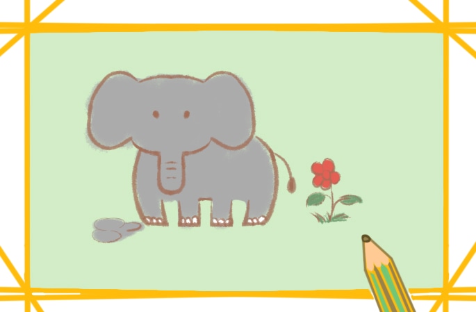 萌萌的大象简笔画原创教程步骤图