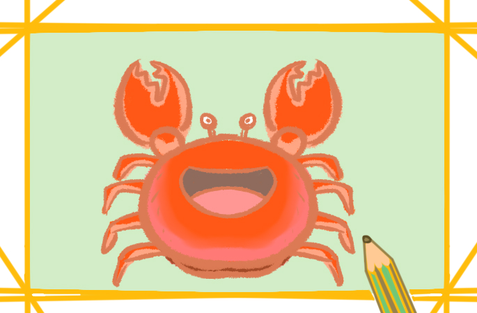 红色的大螃蟹上色简笔画图片教程步骤