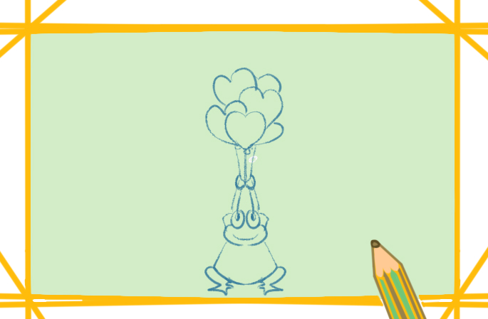 开心的青蛙彩色简笔画原创教程步骤图