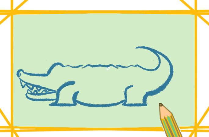 趴着的鳄鱼上色简笔画图片教程步骤