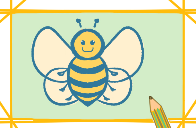 简单可爱的蜜蜂上色简笔画图片教程步骤