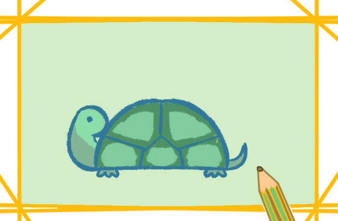 绿色的乌龟上色简笔画图片教程步骤
