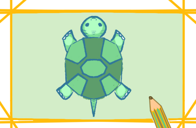 绿色大乌龟上色简笔画图片教程步骤