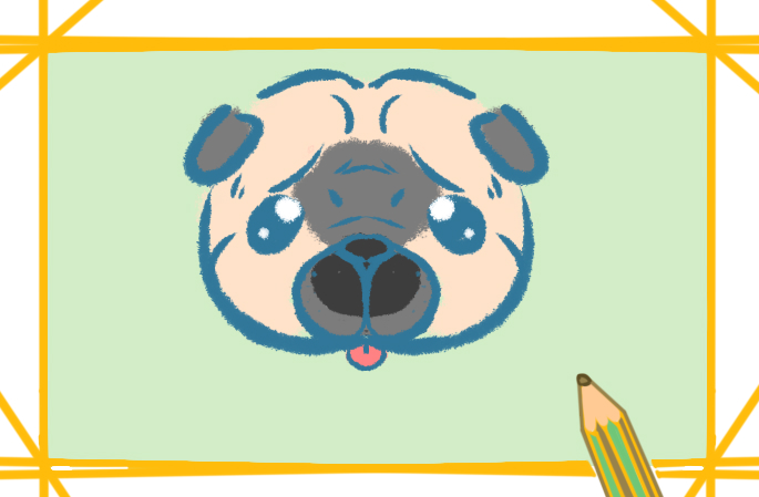 可爱的巴哥犬彩色简笔画图片教程步骤