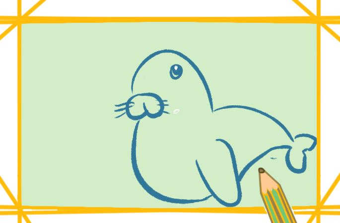 超简单的海豹上色简笔画原创教程步骤图