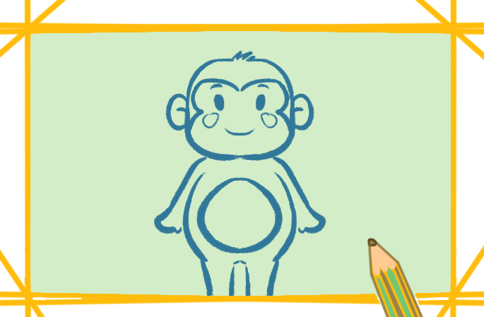 活泼的猴子上色简笔画要怎么画