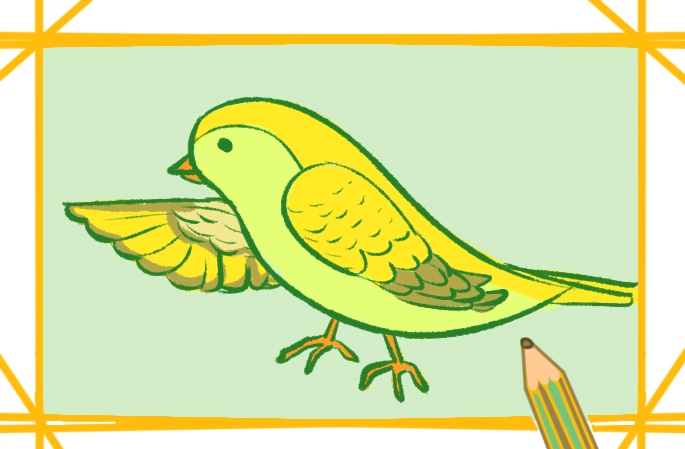 黄色的小鸟上色简笔画原创教程步骤图