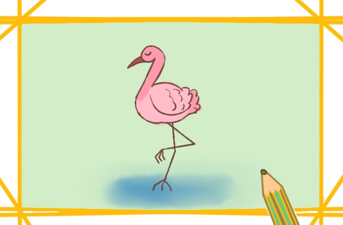 漂亮的火烈鸟简笔画教程步骤图片