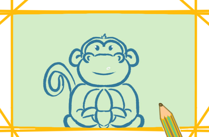 生肖猴子上色简笔画图片教程