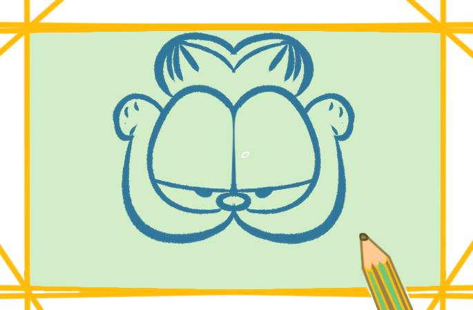 胖乎乎的加菲猫上色简笔画图片教程步骤