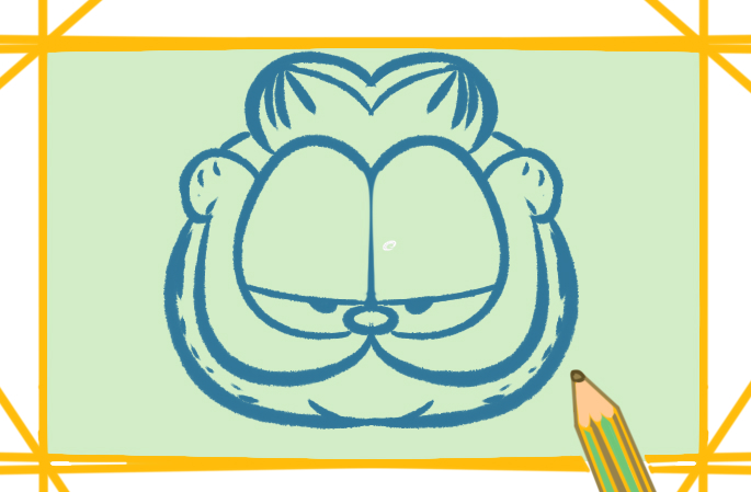 胖乎乎的加菲猫上色简笔画图片教程步骤