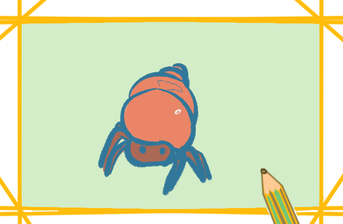 可爱的寄居蟹上色简笔画图片教程步骤