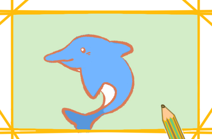 卡通海豚简笔画图片带颜色简单好看