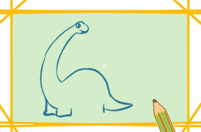 长脖子恐龙上色简笔画图片教程步骤